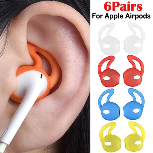 1/3/6Pairs Soft Silicone In-Ear Eartips Case Cover For Apple Airpods Protector Ear Pads Earphone Cup Earpads Anti-slip Earhook - covers4phones