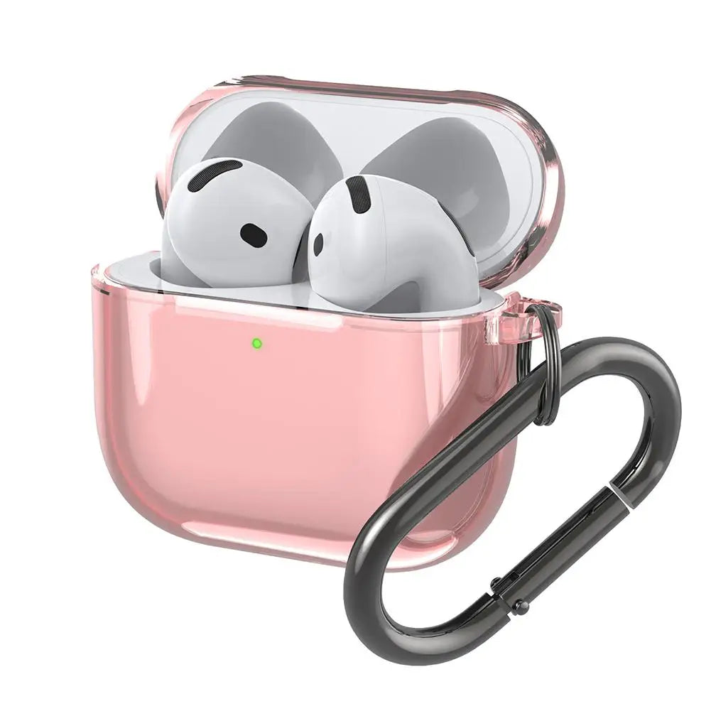 Translucent Protecitve Case For AirPods 4 Premium Sleeve Cover For AirPods 4th Generation Case Drop Protector with Carabiner - covers4phones