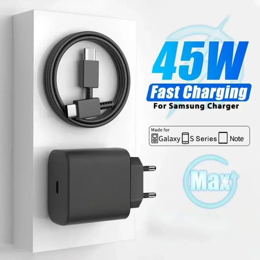 45W PD Charger For Samsung Galaxy S24 S23 S22 Type C Quick Charge USB C to Type C Cable Fast Charging Mobile Phone Wall Adapter - covers4phones