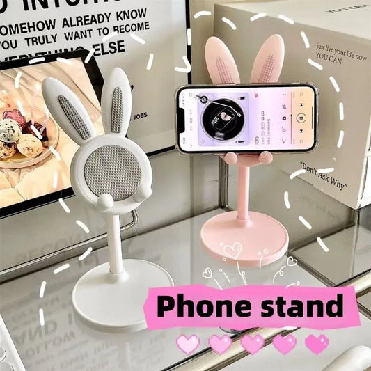 Cartoon Bunny Desktop Mobile Phone Holder Stand Smartphone Tablet Bracket Adjustable Telescopic Lifting Lazy Bracket