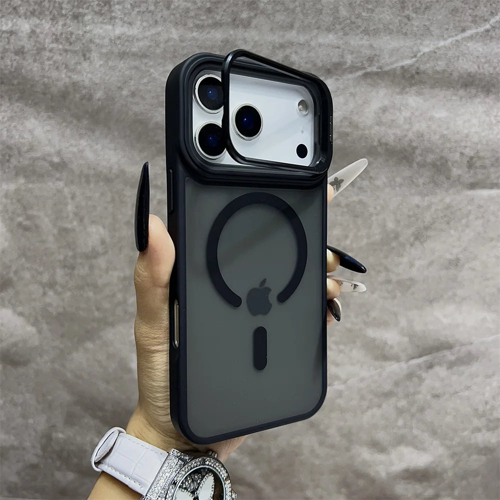 Matte Magnetic Translucent Wireless Charge Stand Case For iPhone 17 Air 16 15 14 13 12 11 17 Pro Max Magsafe Must-Haves Cover