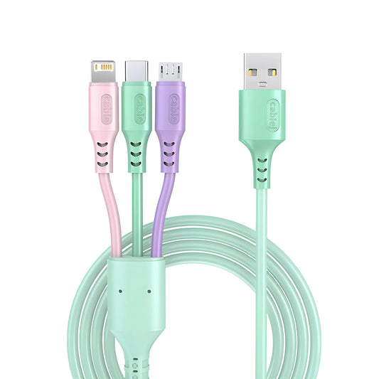 3 In 1 5A Charge Cable Cord For iPhone Xiaomi Poco Micro USB Type C Charger Cable Multi Port Multiple Usb Charging Wire Line - covers4phones
