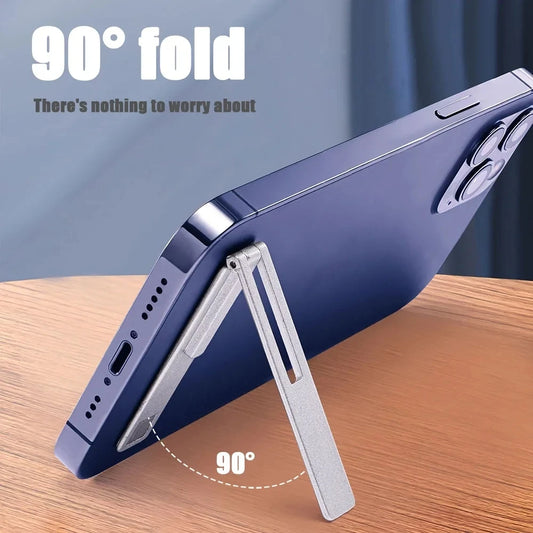 Universal Mobile Phone Holder Bracket Magnetic Ultra Thin Foldable Metal Alloy Desktop Cell Phone Stand For iPhone 15 13 Xiaomi - covers4phones