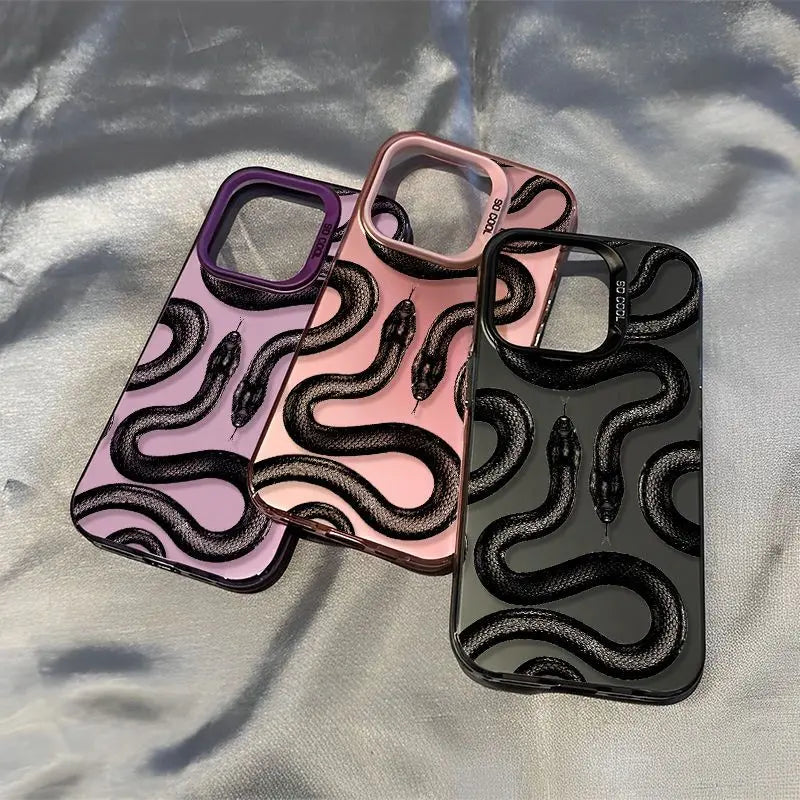 New Black Snake Phone Case For iphone 16 15 14 13 12 PRO MAX XR XS 7 8 PLUS TPU Anti Drop iphone 11 Case Shockproof Bumper Cover - covers4phones