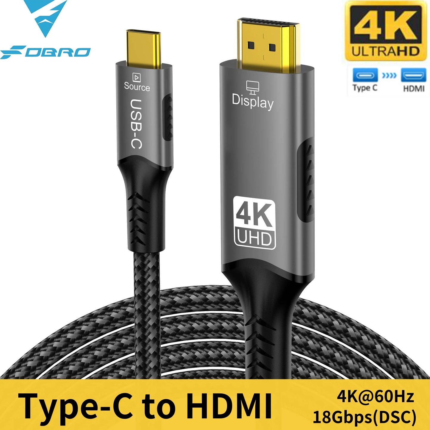 USB C to HDMI Cable 8K@60Hz 4K@120Hz Type C to HDMI-Compatible HDTV Cable for TV Converter MacBook Air iPad USB-C HDMI Adapter - covers4phones