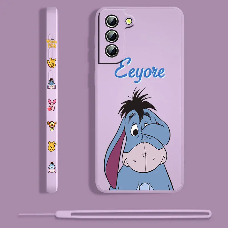 Winnie The Pooh For Samsung Galaxy S23 S22 S21 S20 S10 Note 20 10 Ultra Plus Pro FE Lite Liquid Left Rope Phone Case Coque Capa - covers4phones