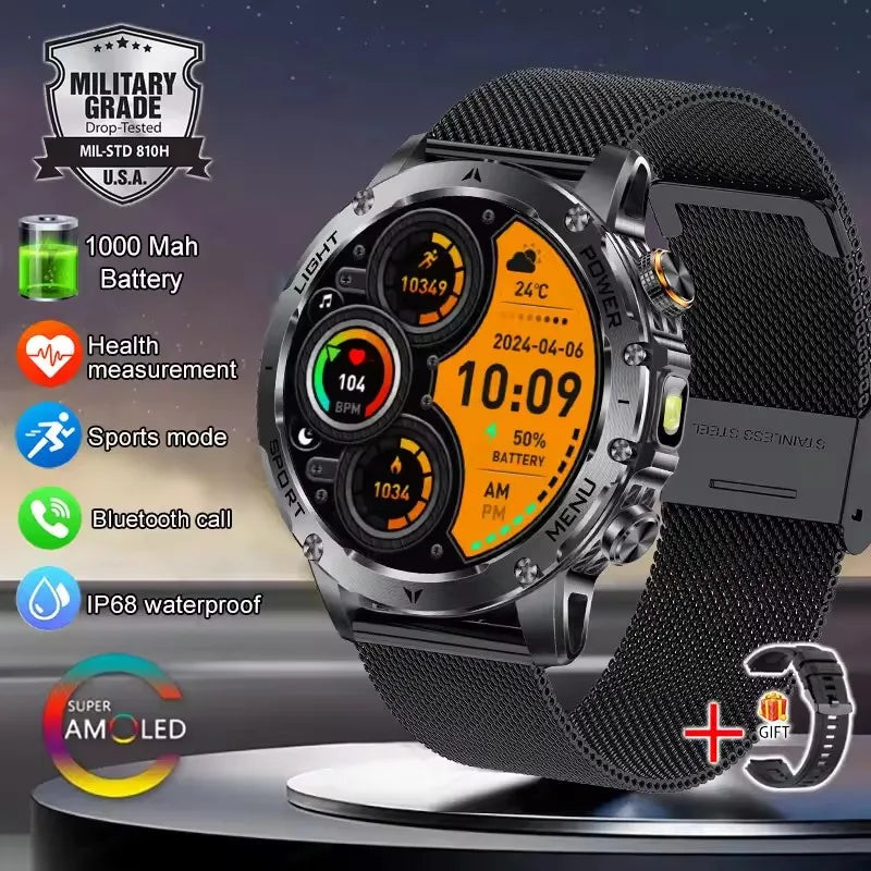 T-Rex 3 Military Grade 1000mAh Battery Smart Watch IP68 Waterproof GPS Bluetooth call AMOLED HD Men Sports 2025 New Smartwatch