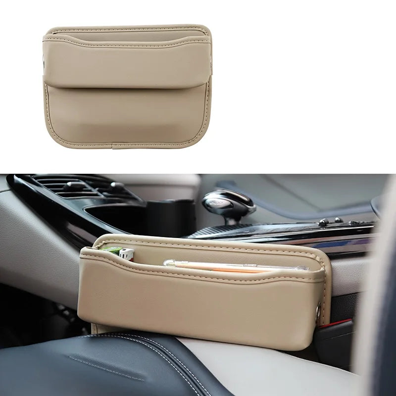 Car Seats Gap Bag Case Storage Bag PU Leather Auto Console Side Seat Pocket Organizer Reserved Charging Cable Hole Universal