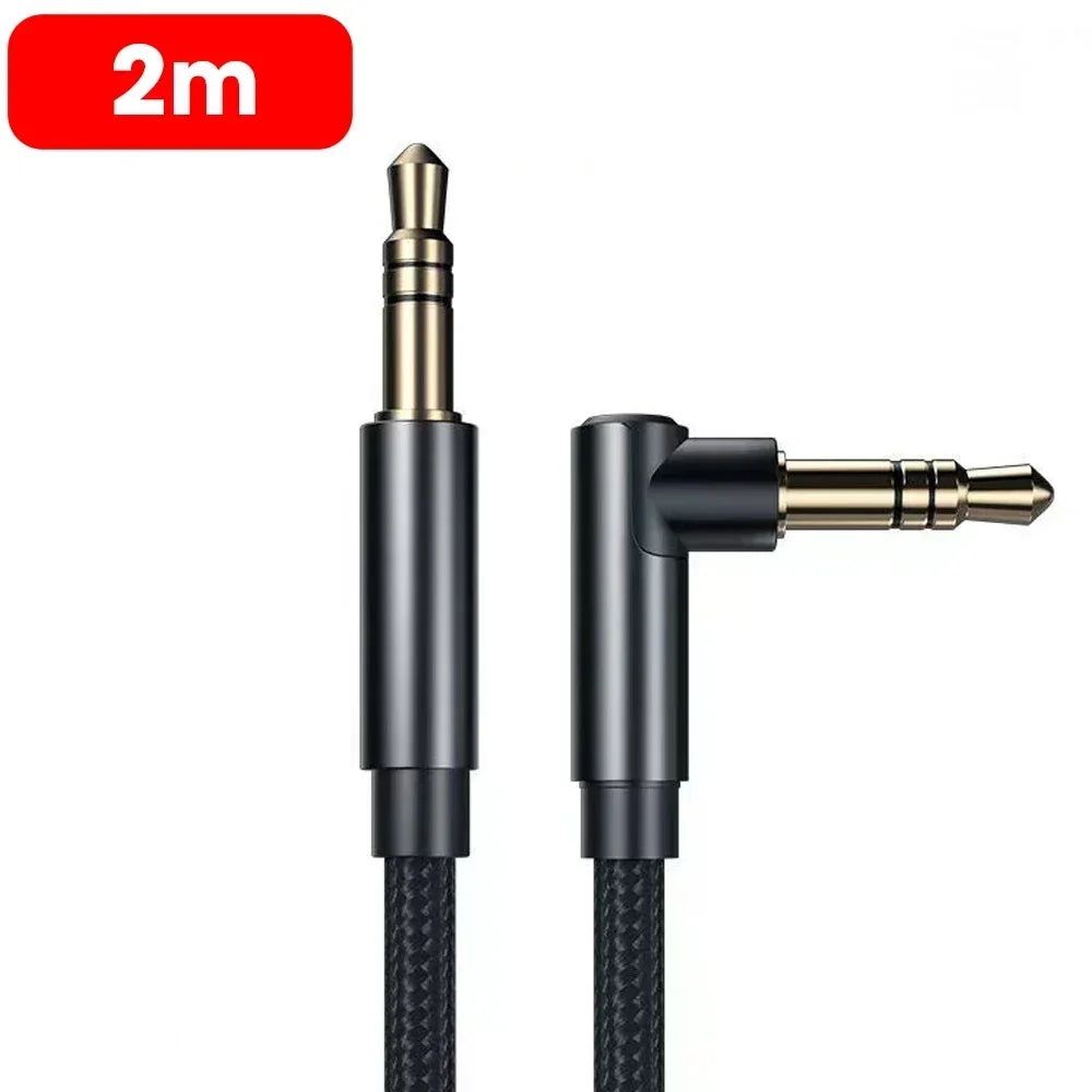 3.5mm Jack Audio Cable 90 Degree Elbow Male to Male Speaker Aux Wire For Samsung Xiaomi MP3/4 Video Car Headphone Adapter Cord - covers4phones