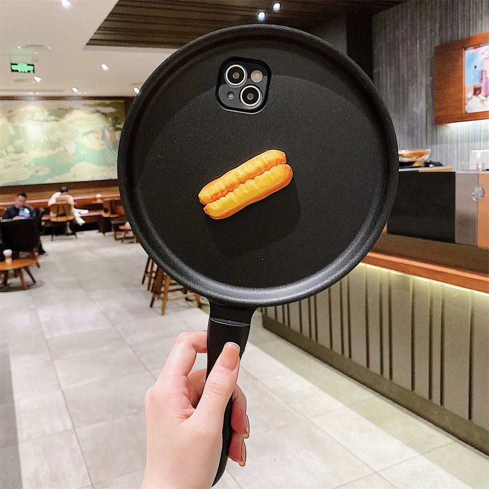Cute Frying Pan 3D Cartoon Case for Samsung Galaxy S23 Ultra S22 S21 Plus S23Ultra Funny Egg Bread Pot Shockproof Hard Cover - covers4phones