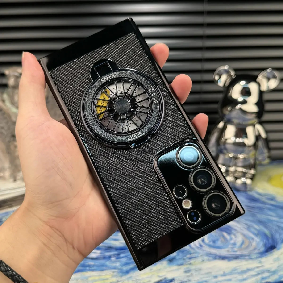 Heat Dissipate Mesh Case For Samsung S24 S25 Ultra Rotating Gyroscope Magsafe Holder Cover For Samsung S23 Ultra S22 Hard Case