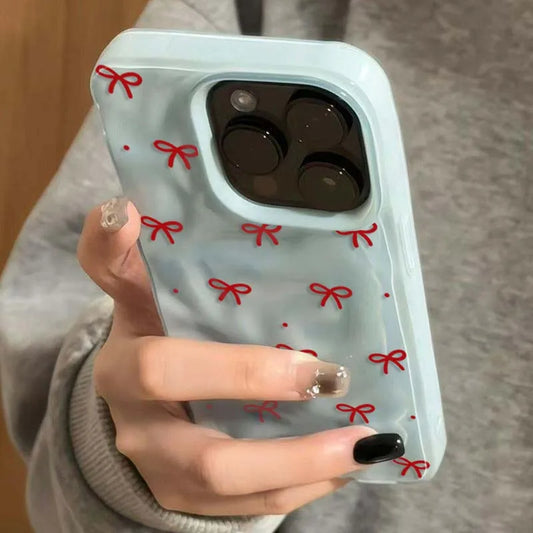 Red Bow Phone Case For IPhone 17 Air 16 15 14 13 12 11 Pro Max Girl Cover For IPhone 16 15 14 Plus 13 12 11 Case Funda Cover