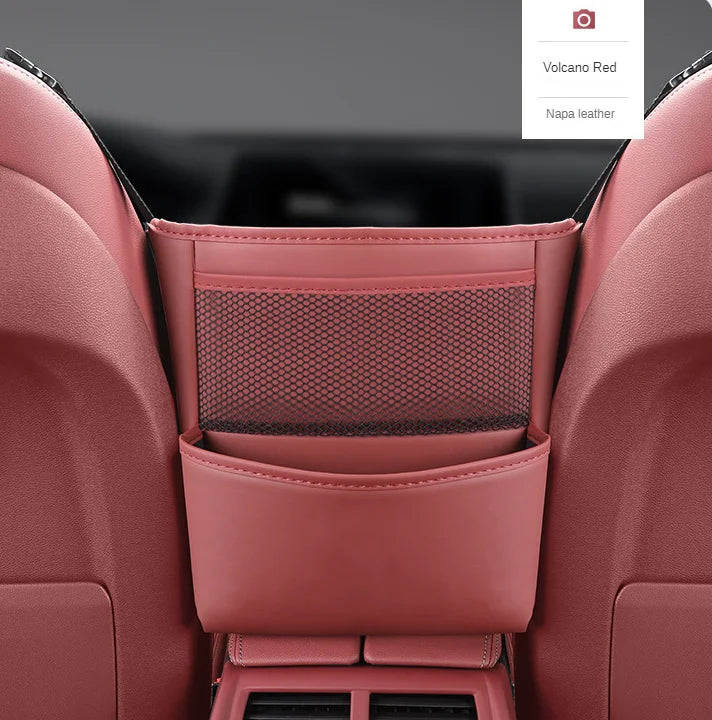 Car Handbag Holder Between Seats Mutifuntional Leather Auto Seat Middle Storage Bag Hanging Tissue Box Phone Cup Map Organizer