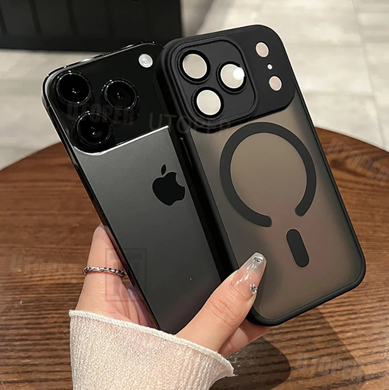 New Advanced Black Matte Translucent Case for iPhone 17 Air 16 15 14 13 12 11 Pro Max Plus Magsafe Magnetic Hard Protect Cover