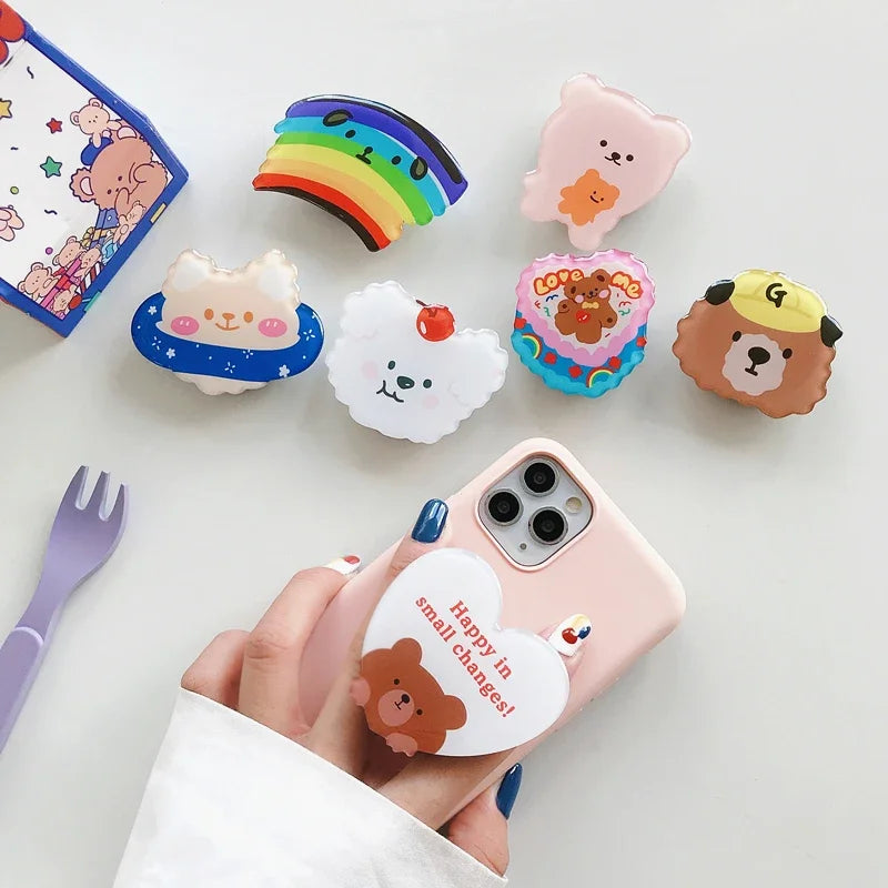 Cartoon Animal Folding Mobile Phone Grip Holder Socket Pocket Support for IPhone Samsung Finger Ring Griptok Expanding Bracket