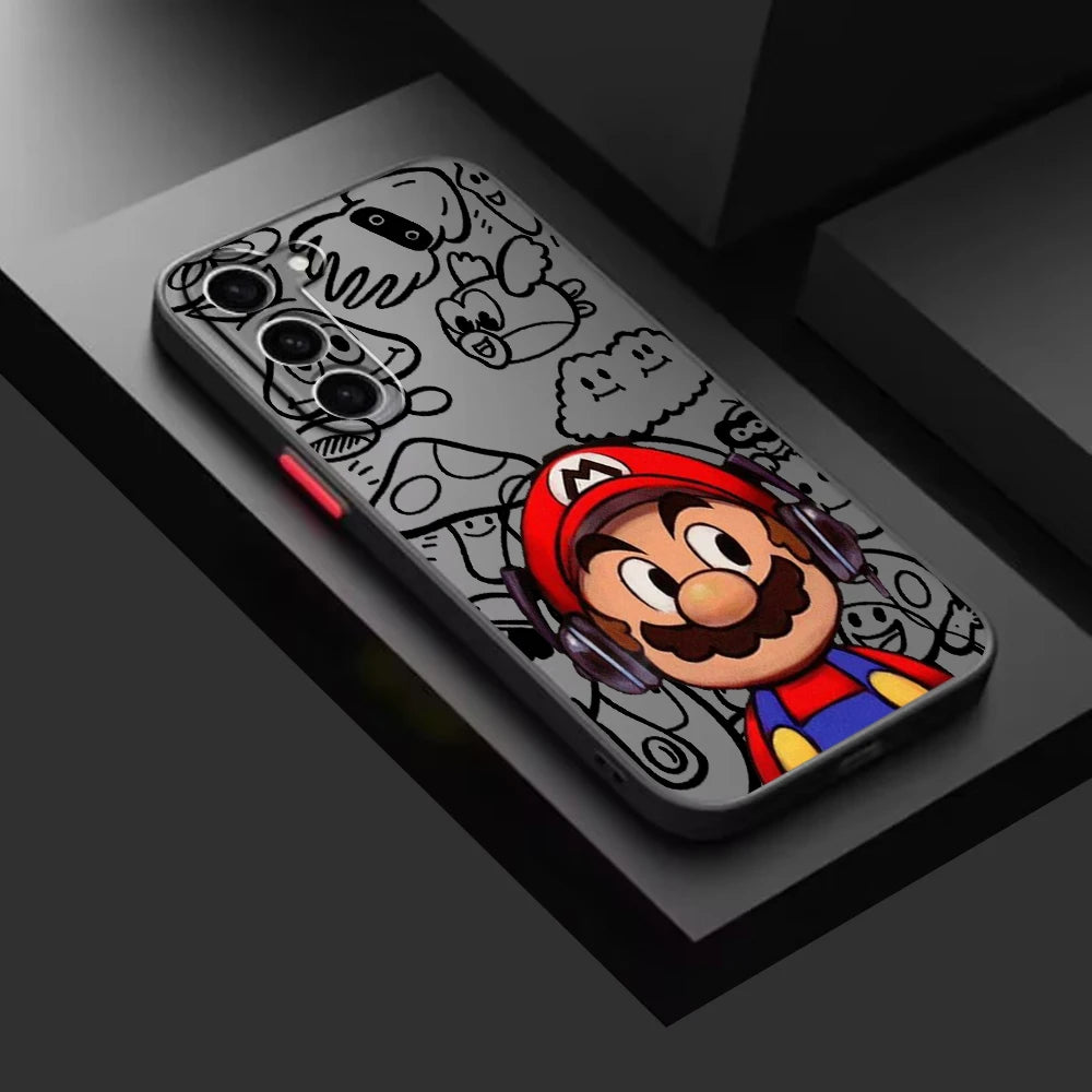 Supers M-Marios Cool Art Frosted Translucent For Samsung Galaxy S24 S23 S22 S21 S20 FE S10 S9 S8 Plus Ultra Pro 5G Funda