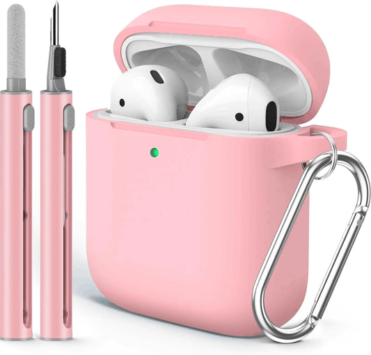 Airpods Case Cover 2&1(2019) with Cleaner Kit,Soft Silicone Protective Case for Apple AirPods 2nd/1st Generation Charging Case w - covers4phones