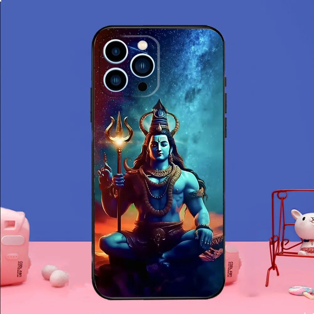 Lord Shiva Hindu God Buddha Phone Case For iPhone 14,13,12 Mini 11 Pro XR,X,XS,MAX 6S,7,8 Plus Silicone Cover Soft black - covers4phones