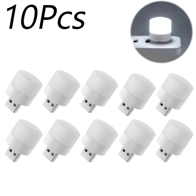 1/10Pcs Mini USB Night Light Warm White Eye Protection Book Reading Light USB Plug Computer Mobile Power Charging LED Night Lamp - covers4phones