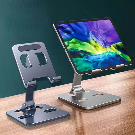 Universal Aluminum Alloy Foldable Desk Phone Holder Mount Stand For iPhone 15 14 Mobile Phone Holder Tablet Desktop Metal Holder - covers4phones