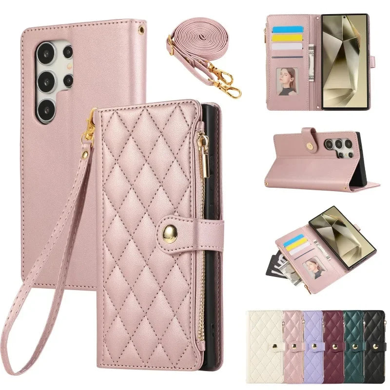 Crossbody Phone Case For Samsung Galaxy S25 S24 Ultra S23 FE S22 S21 Plus A56 A36 A26 A16 A06 A55 A15 A25 A35 A54 Wallet Cover