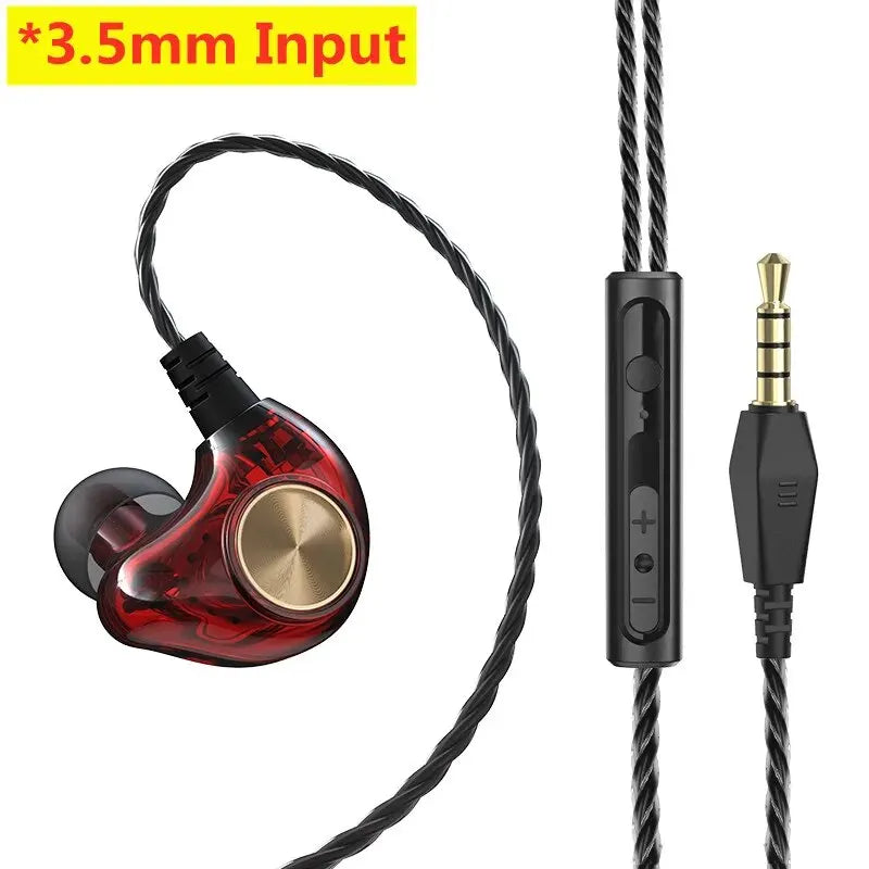 Dynamic HiFi Wired Earphone In Ear Monitor Sport Headphones Bass Stereo Gaming Noise Cancelling Headset Music Earbuds With Mic - covers4phones