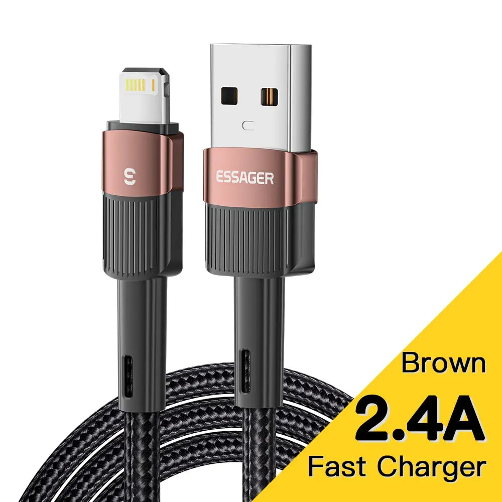 Essager Fast Charging For iPhone Usb Cable 11 12 13 Pro Max Mini Xs Xr X SE 8 7 6 Plus 6s 5 5s 2.4A Wire For iPhone Charger Cord - covers4phones