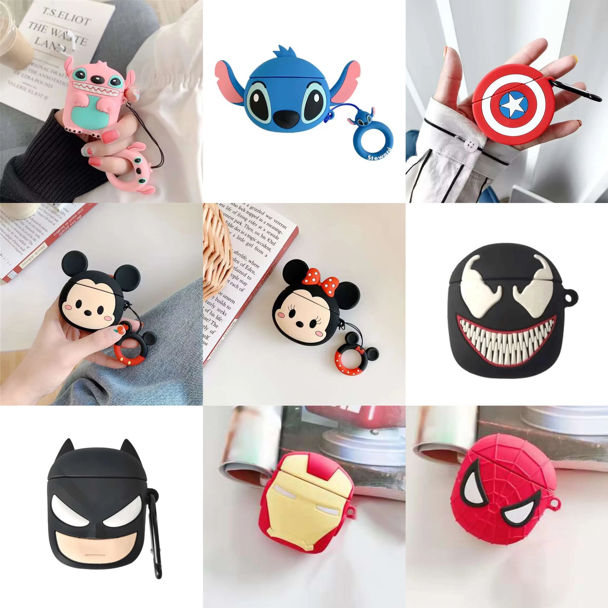 3D Cartoon Silicone Case for Airpods 1 2 3 Pro Wireless Earphone Protective Cover for Airpods Pro2 with Hook - covers4phones