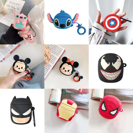3D Cartoon Silicone Case for Airpods 1 2 3 Pro Wireless Earphone Protective Cover for Airpods Pro2 with Hook - covers4phones