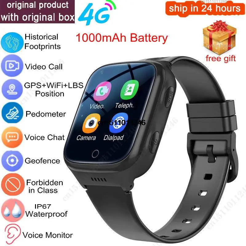 Big Sale 1000mAh Kids Smart Watch 4g GPS WiFi Phone Watch Video Call Tracker Location SOS Call Monitor Children Gifts Smartwatch - covers4phones