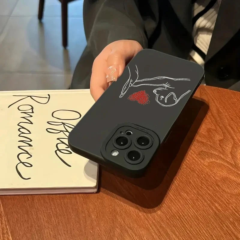 Cat Dog High Five Silicone Phone Case For iPhone 15 16 Pro Max 14 13 12 11 X XS XR 7 8 Plus SE 2020 13Mini Shockproof Soft Cover - covers4phones