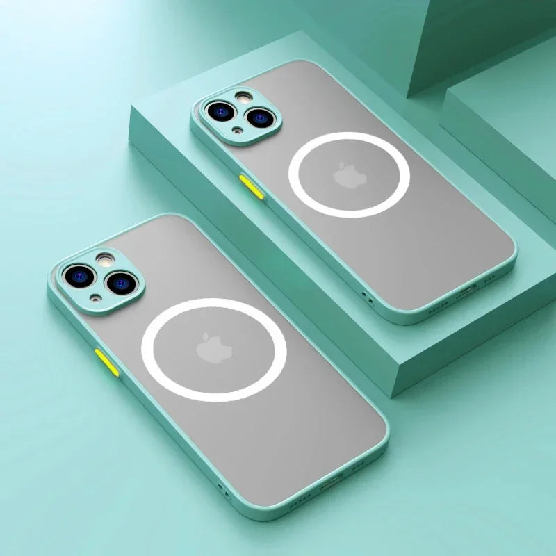 Luxury Matte Armor Magnetic Magsafe Wireless Charge Case For iPhone 16 15 14 13 11 12 Pro Max Mini Plus XS Max XR X Cover funda - covers4phones