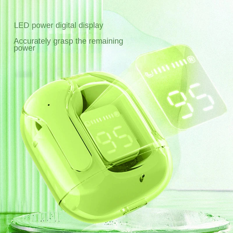 TWS Wireless Earphones Transparent Bluetooth In Ear Headset ENC Sports Headphones LED Power Digital Display Stereo Sound Earbuds - covers4phones