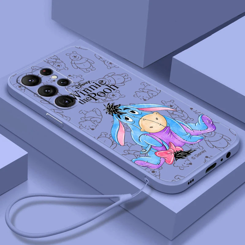 Winnie The Pooh Piglet Liquid Rope For Samsung Galaxy S24 S23 S22 S21 S20 FE S10 Ultra Plus Lite 5G Cover Back Phone Case - covers4phones