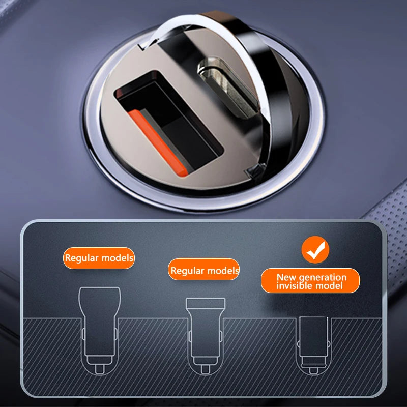 100W Mini Car Charger Lighter Fast Charging for iPhone QC3.0 Mini PD USB Type C Car Phone Charger for Xiaomi Samsung Huawei - covers4phones
