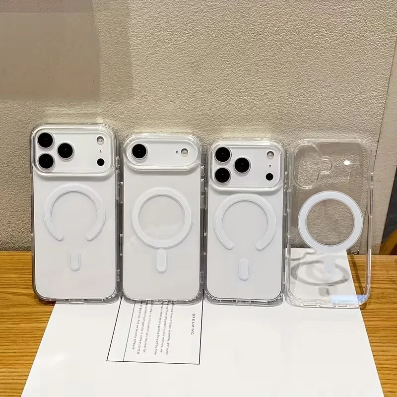 For iPhone 17 ProMax Transparent For Magsafe Magnetic Case for iPhone 17 16 15 14 13 12 11 X XR XS Max Pro Plus Shockproof Cover