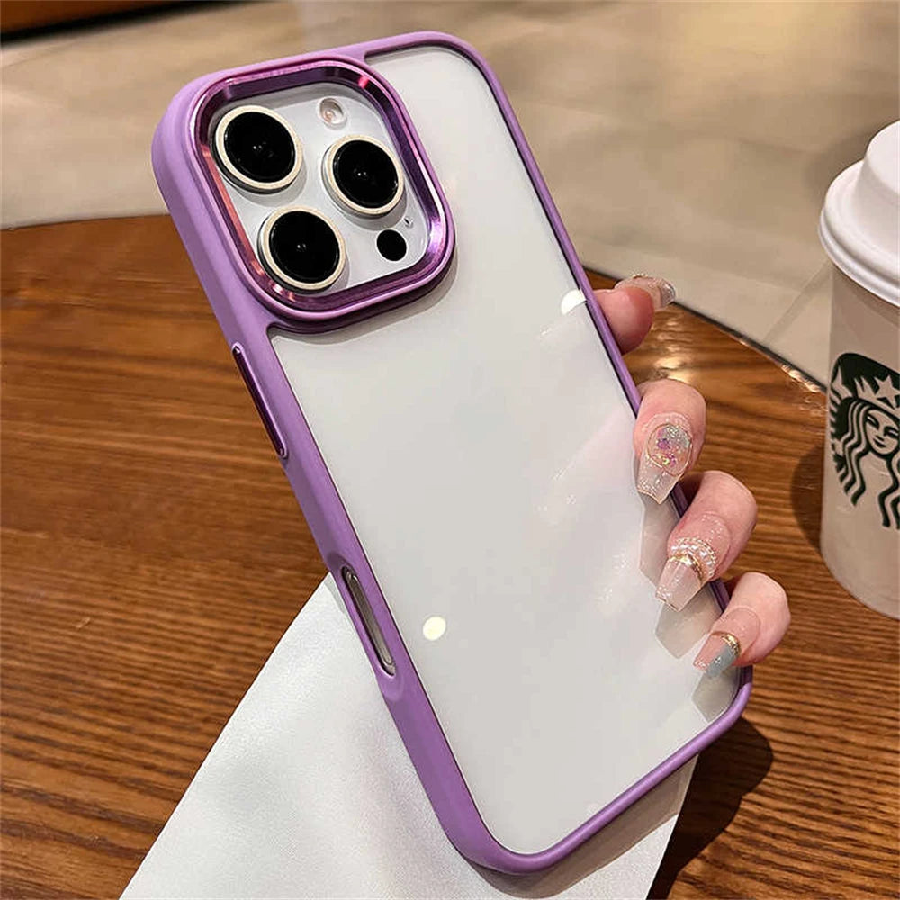 Luxury Transparent Soft Silicone Frame Armor Phone Case For iPhone 16 Pro Max Plus 17 Air Clear Shockproof Hard Acrylic Cover