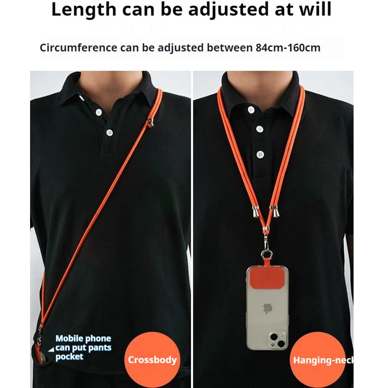 Universal Adjustment Phone Lanyard Necklace Strap Phone Case Solid Color Long Hanging Rope With Clip Anti-Lost Crossbody Lanyard - covers4phones