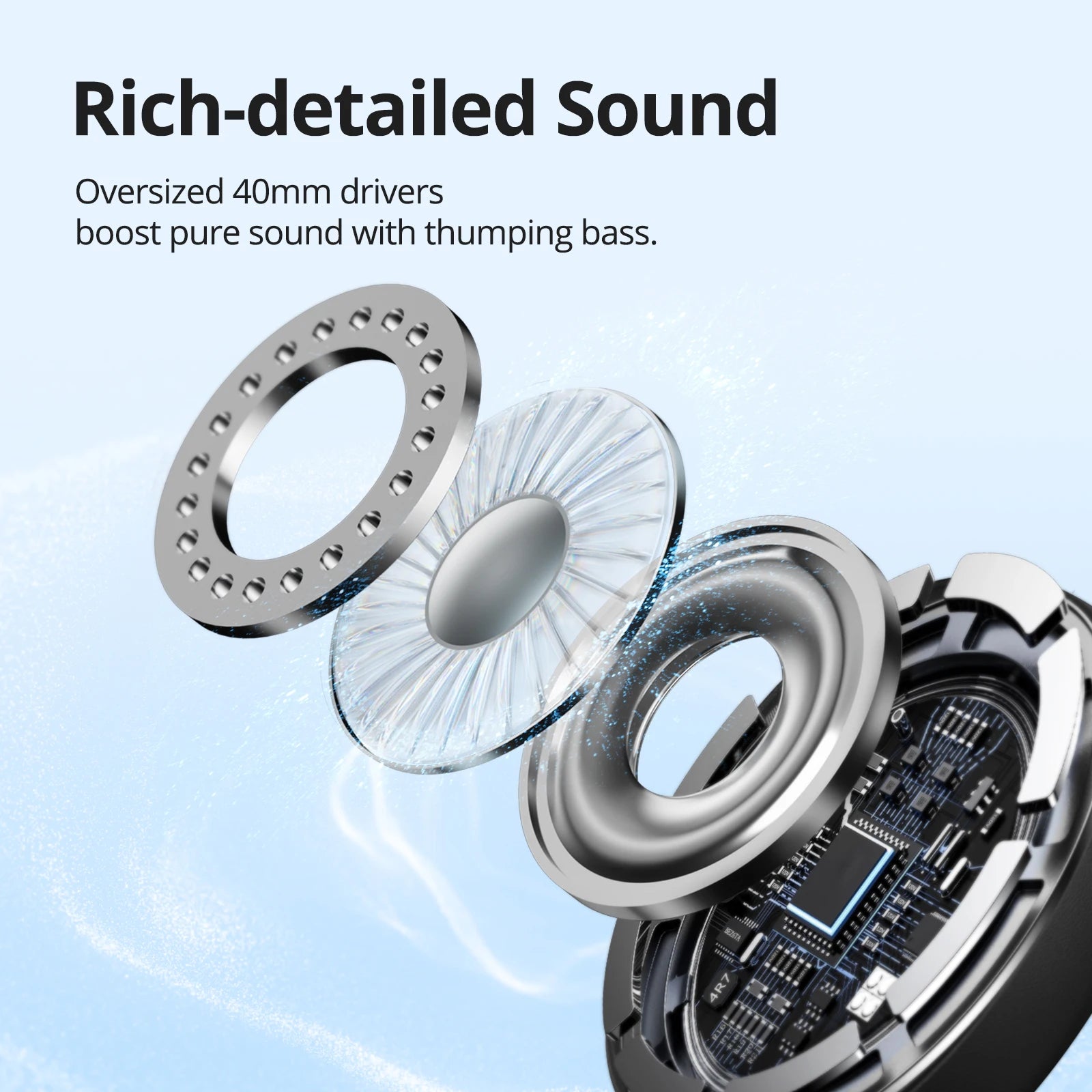 Tronsmart Sounfii Q20 Headphones Bluetooth Headset with Active Noise Cancellation, 50H Playtime, App Control, Dual Audio Mode - covers4phones