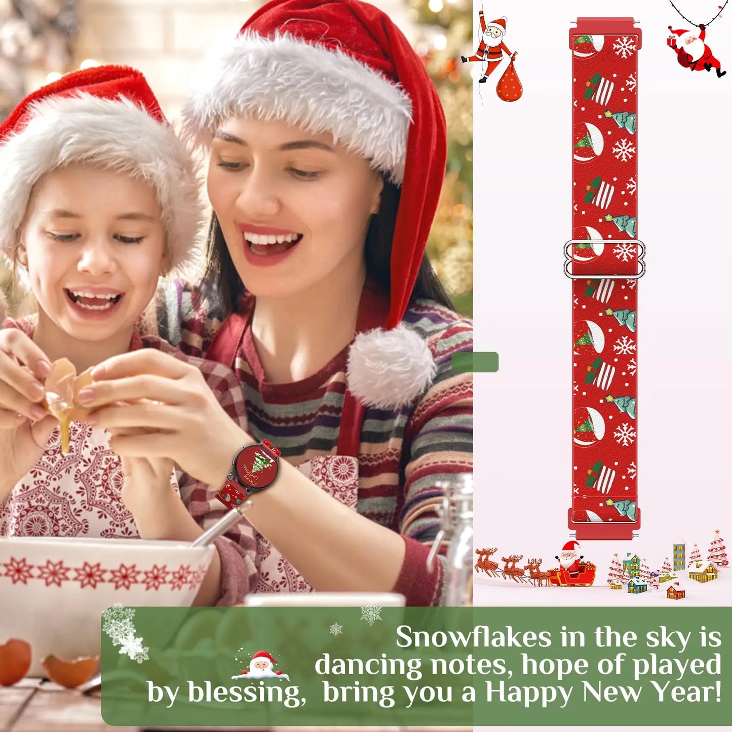 20mm Christmas Nylon Band Compatible For Galaxy Watch 7 6 5 4 FE Band 40mm 44mm 5 Pro 45mm for Galaxy Watch 6 4 Classic 47mm