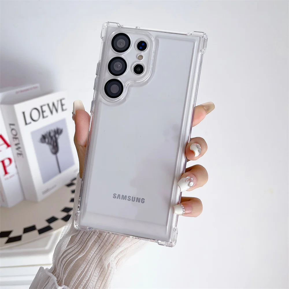 Transparent Ultra Slim Acrylic Case for Samsung Galaxy S24 Ultra S23 FE S22 Plus Clear Airbag Shockproof Lens Protector Cover - covers4phones