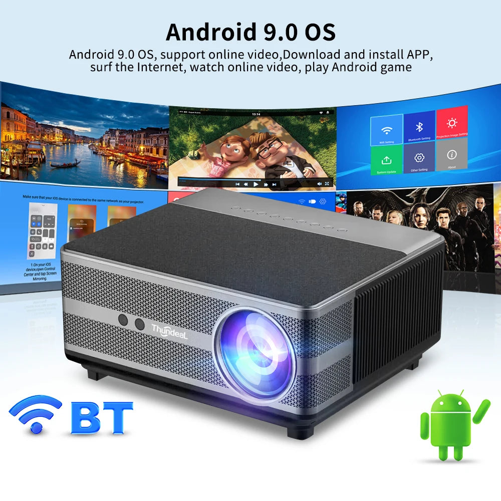 ThundeaL Full HD 1080P Projector TD98 WiFi LED 2K 4K Video Movie Beam TD98W Android Projector PK DLP Home Theater Cinema Beamer - covers4phones
