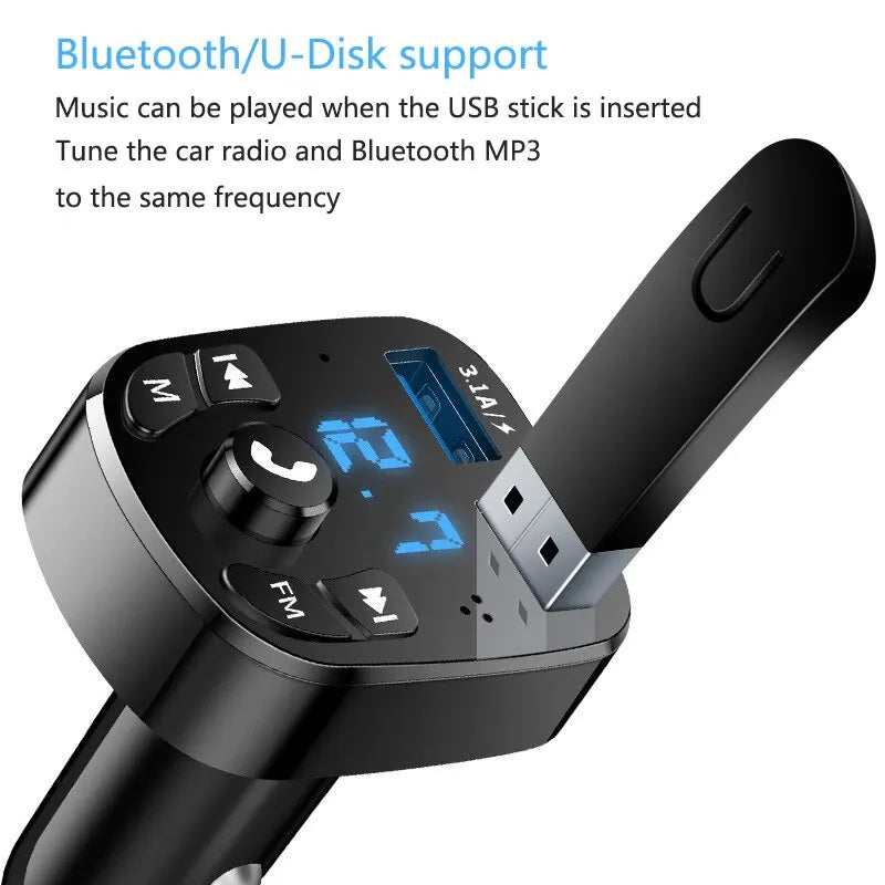 Car Mp3 Player Dual Usb Fast Charger Fm Bluetooth Receiver Bluetooth Compatible 5.0 Fm Transmitter Usb Flash Drive Plug Car Kit - covers4phones