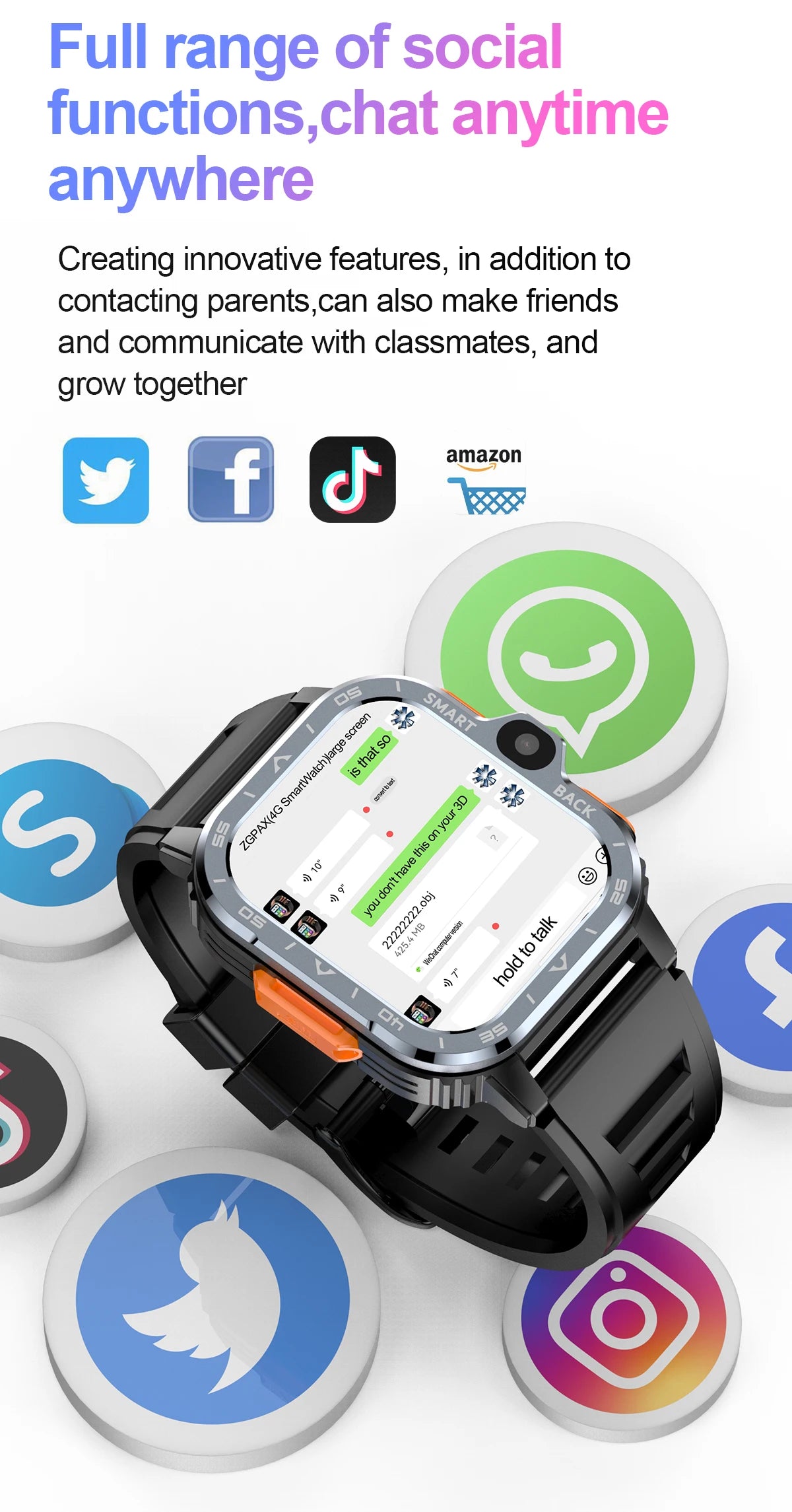 Valdus PGD Android Smart Watch Men GPS 16G/64G ROM Storage HD Dual Camera NFC 2G 4G SIM Card WIFI Wireless Fast Internet Access - covers4phones