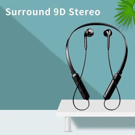 Wireless Bluetooth Headset NeckHanging Stereo Noise Reduction Universal 5.0 Sports Headset Microphone - covers4phones