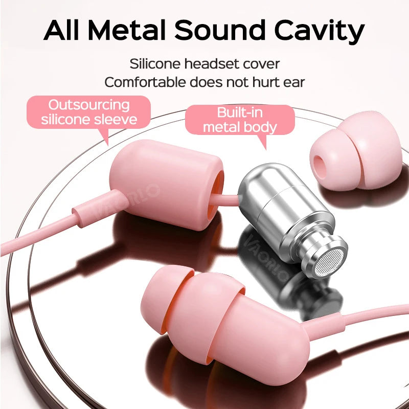 VAORLO 3.5MM AUX /Type C Digital Chip Wired Sleeping Earphones With Microphone Wire Control In Ear Headset For Samsung iPhone 15