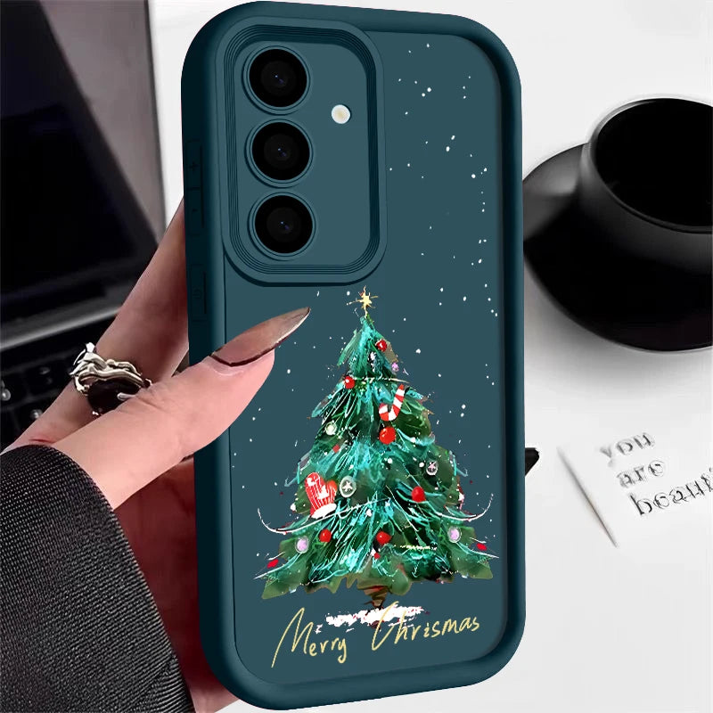 Case For Samsung Galaxy A17 A56 A16 A55 A15 A36 A35 A25 A26 5G S25 Edge S22 S24 Ultra S23 S24 FE TPU Christmas Tree Phone Cover
