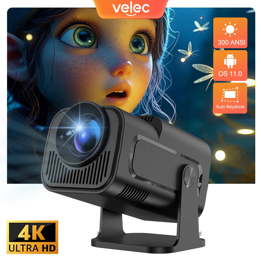 Velec HY320 Mini Projector Upgrade 4K Android 11 WiFi 6 BT 5.0 Allwinner H713 Home Outdoor Portable Projector HY320 MINI - covers4phones