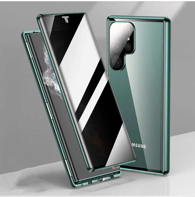 For Samsung Galaxy S23 24 22 25Ultra Case 360°Screen Sealed Anti peeping privacy sunglasses glass Metal Magnetic Ultrathin cover