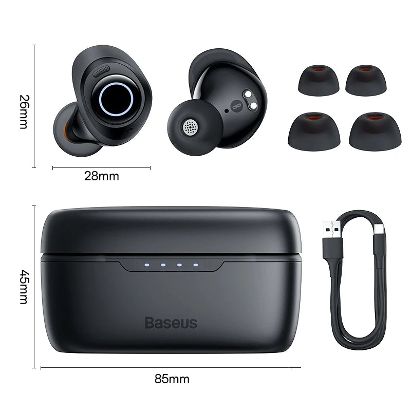 Baseus Bowie MA10s Wireless Earphones 48dB Noise Cancelling Bluetooth 5.3 Headphones 38H Playtime IPX4 Waterproof Sports Earbuds
